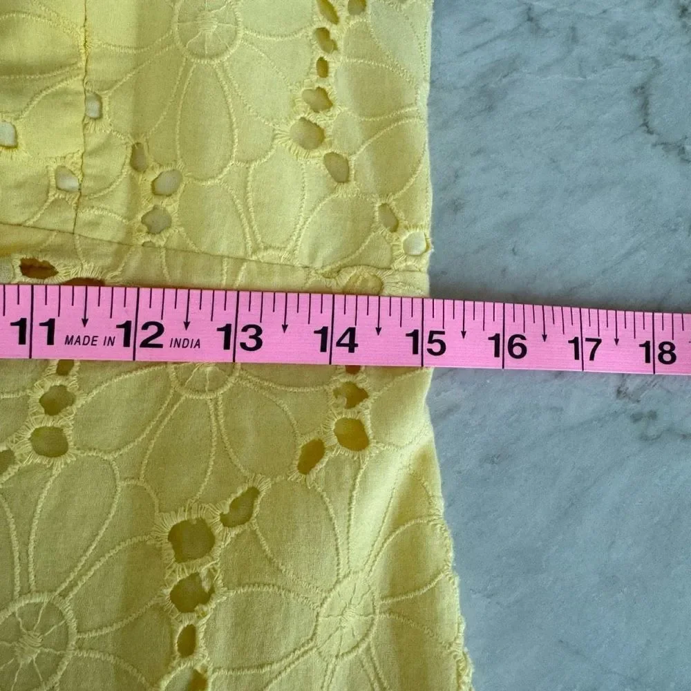 Lilly Pulitzer Yellow Eyelet Spaghetti Strap Dress with Sweetheart Neckline Sz 4
